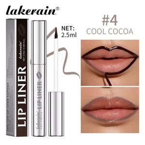 Lakerain Cool Cocoa Shade #4 Lip Liner Peel Off Tattoo New